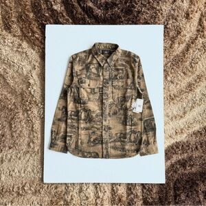 Ralph Lauren Double RL Tan Ranch-Print Western Shirt Jacket
